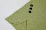 Womens Casual Long Sleeve Tunic Shirts Round Neck Button Side Blouses Tops - Image 8
